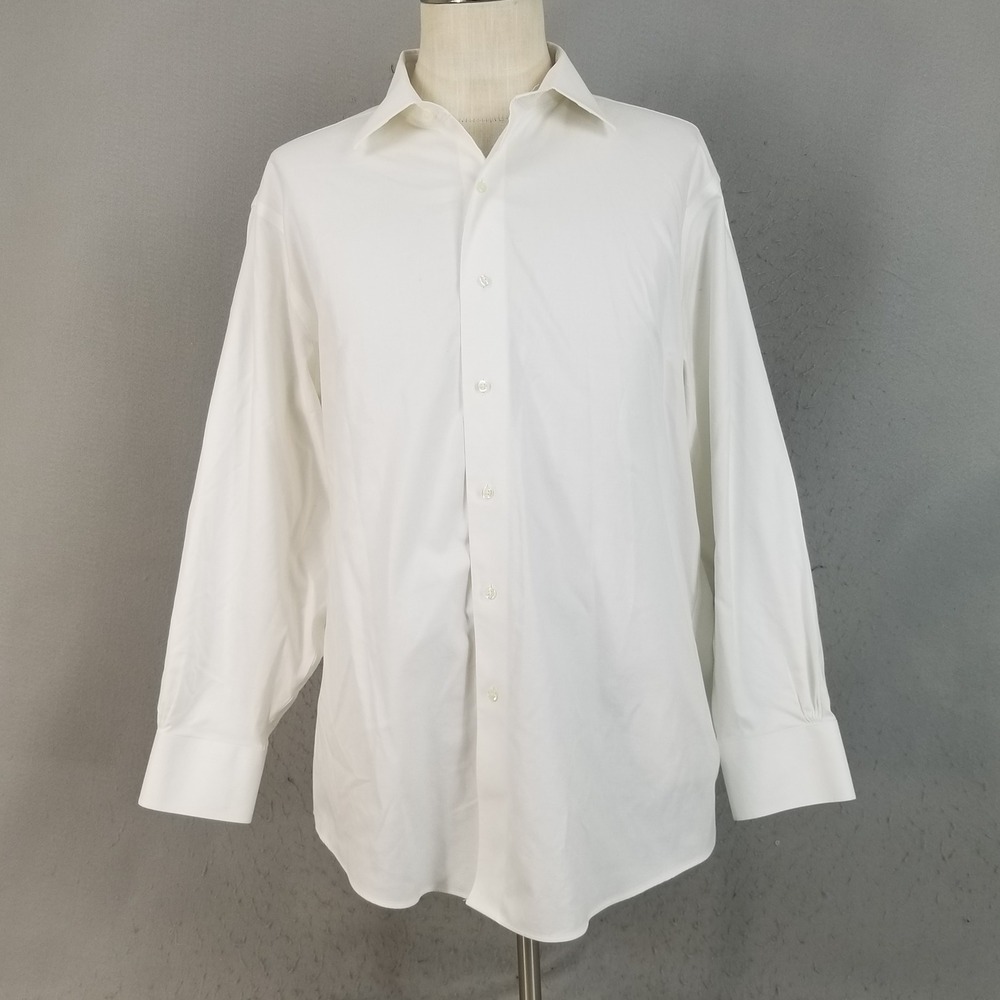 Brooks Brothers Dress Shirt Mens 17-33 White Non-Iron Stretch Regular Fit Supima